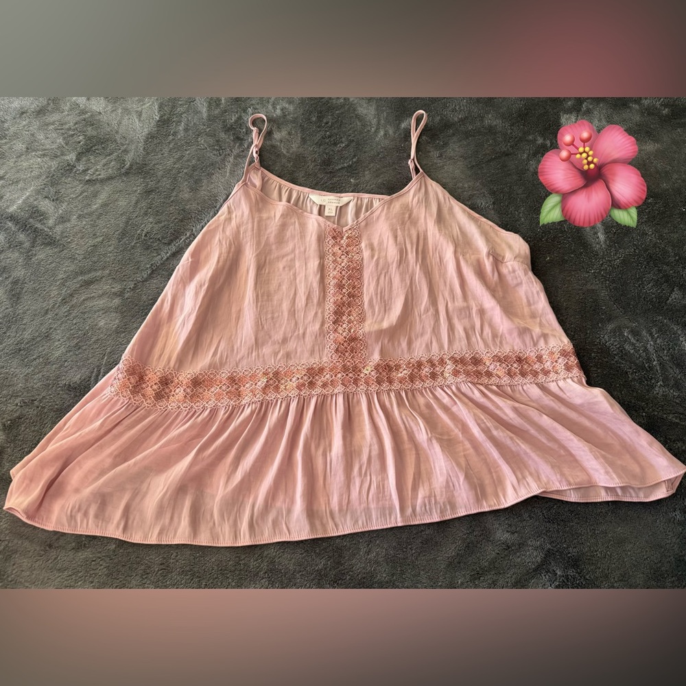 LC Lauren Conrad Blush Camisole with Lace Detail